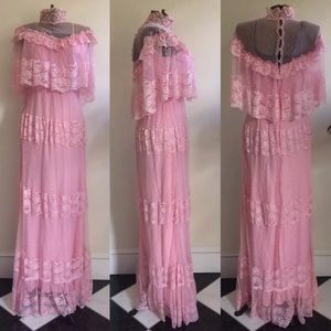 Vintage pink lace small xs western corral dress